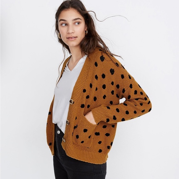 Madewell Hillview Cardigan Sweater in Painted Spots. Size S. Egyptian Gold. - Picture 2 of 10
